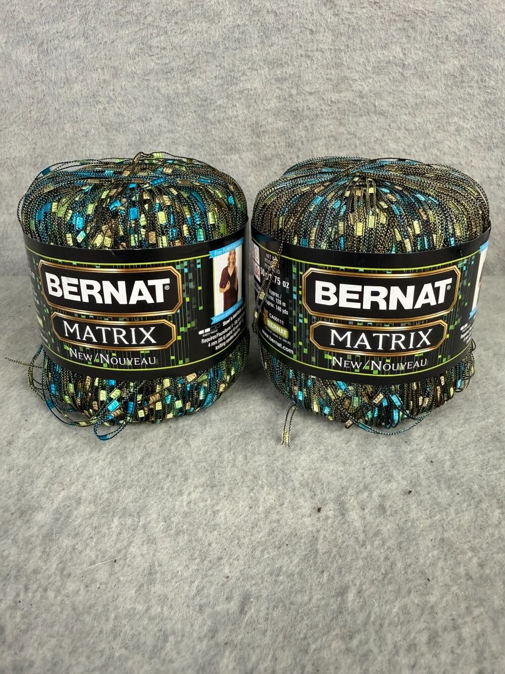 Bernat Matrix Ladder Ribbon Yarn Lot of 2 Acid Axis #02712 Novelty Knit Crochet